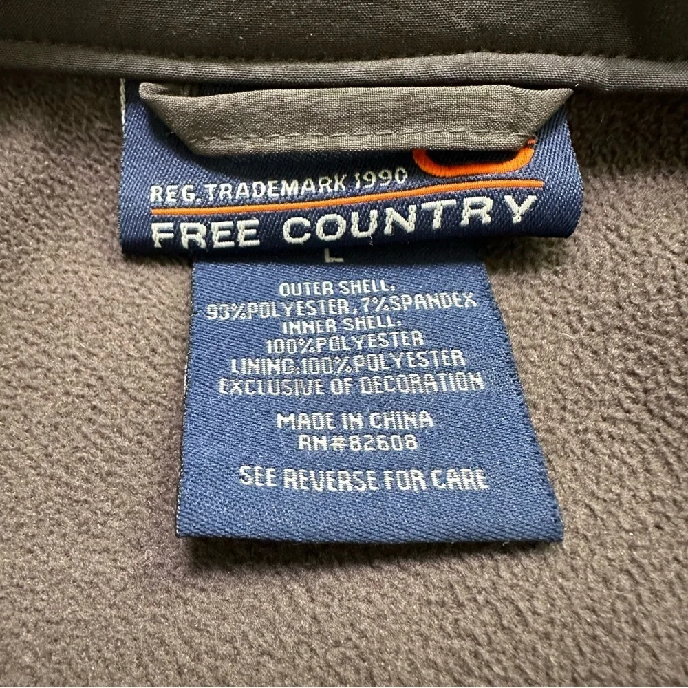 Free Country Men’s L Black & Gray Soft Shell Full Zip Jacket